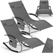 TecTake Sonnenliege ergonomisch wetterfest Kopfkissen 150 kg Belastbarkeit, inkl. Seitentasche, in grau
