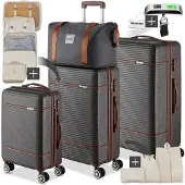 TecTake Reisekofferset Madison 13-teilig, Hartschalen aus robustem ABS-Kunststoff