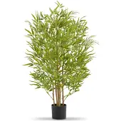 TecTake Künstlicher Bambusbaum - Naturgetreue Kunstpflanze mit realistischen Blättern und stabilem Blumentopf - Pflegeleicht und vielseitig einsetzbar - Höhe: 120 cm