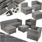 TecTake Rattan Lounge Lignano für 5 bis 6 Personen widerstandsfähig