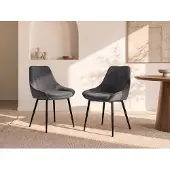 Vente-unique Stuhl 6er-Set - Samt & Schwarzes Metall - Anthrazit - MASURIE