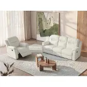Vente-unique Ledergarnitur Relax 3+1 - Elfenbeinfarben - EVASION