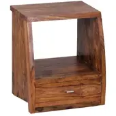 KADIMA DESIGN Sheesham Nachtkonsole, Landhausstil, Schublade & Ablage - Robust & Stilvoll. 45x40x53 cm |
