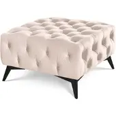 S-Style Möbel HOCKER Chesterfield Whitby Beige Samt mit schwarzen Füßen