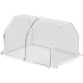 MODFU Mini-Gewächshaus Stahl Weiß 99x71x60 cm mit Kunststoffabdeckung und Reißverschluss