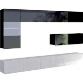 AX Living Möbel im Wohnzimmer Kossana 4 – 255cm Breite, Schwarz/Weiß