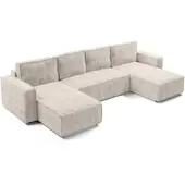 AX Living Aydin U Sofa Wohnlandschaft mit Schlaffunktion U Form Creme