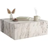 Dmora Couchtisch Lemina 90x90x35 cm Weiß, Schubladen, Fächer