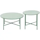 Vente-unique Set aus 2 Garten-Couchtischen aus Metall - Khaki - NIKAO von MYLIA