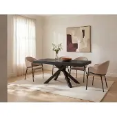 Vente-unique Esstisch ausziehbar - 6 bis 10 Personen - MDF & Metall - Schwarz - CATONAV