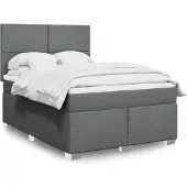 vidaXL Boxspringbett mit Matratze Dunkelgrau 140x200 cm Stoff