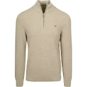 Gant Pullover Micro Textured Cotton Half Zip Herren Oat Melange-L