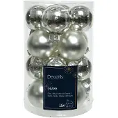Kaemingk Weihnachtsbaumkugeln Glas 3,5 cm 16 Stueck Silber Glanz Matt Mix
