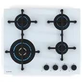 Klarstein Illuminosa 4 Gaskochfeld 4-flammig Sabaf-Brenner Glaskeramik Weiß
