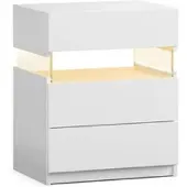 STILVORA Nachttisch Holzwerkstoff Weiß mit 3 Schubladen und RGB-LED-Beleuchtung