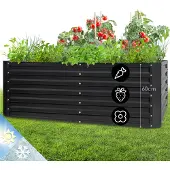 Blumfeldt Hochbeet aus Metall, Wetterfestes Stahl-Hochbeet für Balkon & Garten, Rostfreies Hochbeet Verzinkt, Freistehende Hochbeete 200x100x60 cm, 1200L Pflanzkübel Groß für Blumen, Obst, Gemüse