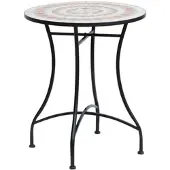 Outsunny Gartentisch, runder Tisch mit Keramikmosaik, Terrassen-Couchtisch