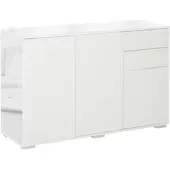 HOMCOM Hochglanz-Sideboard Push-Open-Design 2 Schubladen Wohnzimmer Schlafzimmer Weiß