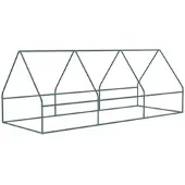 OKWISH Mini-Gewächshaus Stahl Grün 240x90x90 cm mit PE-Abdeckung, aufrollbarem Dach, Mesh-Fenstern, UV-Schutz