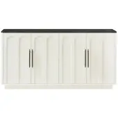 OKWISH Sideboard aus MDF in Weiß/Schwarz, 160x40x80 cm, Soft-Close-Scharnieren und Kippsicherung