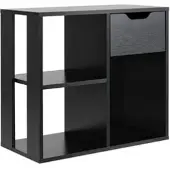 Costway Holzregal, Würfelregal mit Schublade und 3 Fächern, Büroregal, Raumteiler