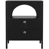 STILVORA Nachttisch MDF Schwarz mit 2 Schubladen und offenem Fach, wasserfest