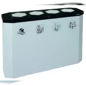 Stumpf Sixco Recycling-Station-4fach, 4 x 45 Liter, lichtgrau, mit Klappen aus Edelstahl