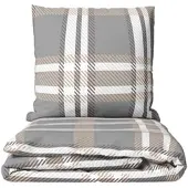 Leonado vicenti Bettwäsche 200x220 cm Fleece Grau Beige Kariert Winter warm