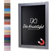 Die Kreidetafel Manufaktur Magnetische Kreidetafel - Magnettafel mit Holzrahmen / Grau 60x150cm