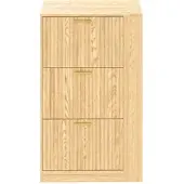 STILVORA Schuhschrank MDF Natur 70x23,5x115 cm, 3 Türen, offene Seitenfächer