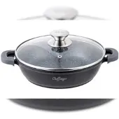 Cheffinger Servierpfanne Schmorpfanne Kochtopf Deckel Induktion Ø24cm Aluguss Topf Pfanne
