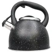 Schaefer Edelstahl Flötenkessel 2,5L Wasserkocher Wasserkessel geeginet für alle Herdarten Schwarz