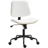 HOMCOM Bürostuhl armlos ergonomisch höhenverstellbar U-förmiger Sitz PU-Leder Drehrollen Weiß