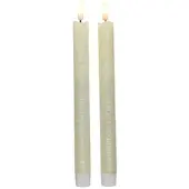 MARELIDA LED Stabkerzen Tafelkerzen Dinner Spitzkerzen rustikal 25cm creme 2St