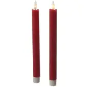 MARELIDA LED Stabkerzen Tafelkerzen Dinner Spitzkerzen rustikal 24,5cm rot 2St
