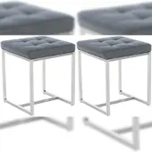 Proregal CHEFGASTRO 2er Set Sitzhocker PALMA HxBxT 48x40x40cm Kunstleder Grau