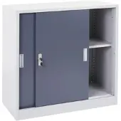 Décoshop26 - Stahl-Büroschrank mit Schiebetüren 90x90x45cm anthrazit 04_0001475