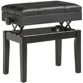 STILVORA Klavierhocker Holz Schwarz höhenverstellbar mit Stauraum 63x35x46-56 cm