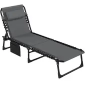 STILVORA Sonnenliege klappbar Polyester Dunkelgrau 68x189x36 cm, 5-fach verstellbar