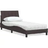 vidaXL Bett mit Matratze "Hanko" Dunkelbraun 90x200 cm Stoff