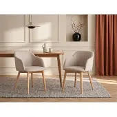 Vente-unique Satz von 6 Stühlen - Stoff und Gummiholz - beige - JELISA