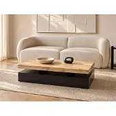 Vente-unique Couchtisch mit 2 Schubladen - MDF - Schwarz & Holzfarben hell - FELIX