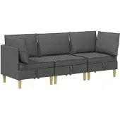 vidaXL Modular Sofa Set mit Stauraum 3 pcs Dunkelgrau Stoff
