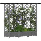 vidaXL Hochbeet mit Rankgitter und Dach Hellgrau 164 x 40 x 121 cm PP