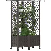 vidaXL Hochbeet mit Rankgitter und Dach Braun 124 x 40 x 142 cm PP