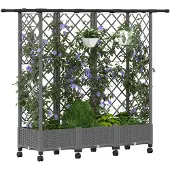 vidaXL Hochbeet mit Rankgitter und Dach Hellgrau 164 x 40 x 127 cm PP