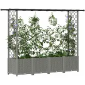 vidaXL Hochbeet mit Rankgitter und Dach Hellgrau 203 x 40 x 136 cm PP