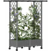 vidaXL Hochbeet mit Rankgitter und Dach Hellgrau 122,5 x 40 x 127 cm