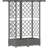 vidaXL Hochbeet mit Rankgitter und Dach Hellgrau 124 x 40 x 121 cm PP