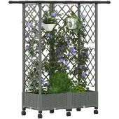 vidaXL Hochbeet mit Rankgitter und Dach Hellgrau 124 x 40 x 127 cm PP